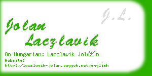 jolan laczlavik business card